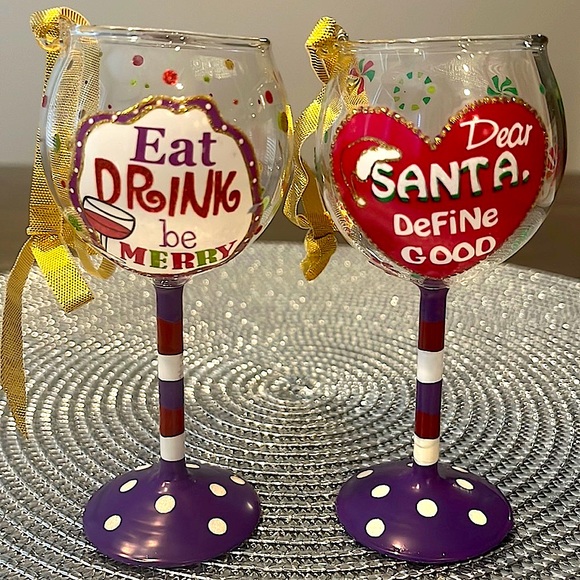 Set of Wine Glass Christmas Ornaments - Picture 2 of 11